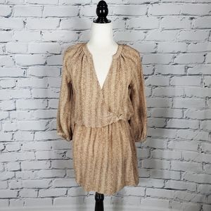 Joie Molly Herringbone Silk Dress in Warm Chestnut